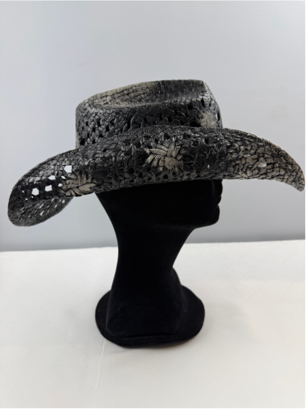 SOM-HER Straw Cowboy Hat Women Black & Gray Size S - Picture 2 of 8
